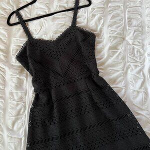 Guess Black Crochet A-Line Dress, Size: 10